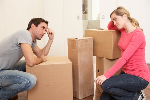 Packing boxes and furniture ready for a Hammersmith removal van