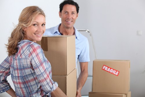 Packed boxes and furniture ready for a Hammersmith house move